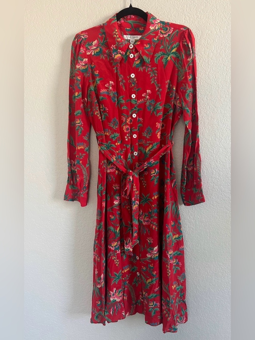 LK Bennett Red Floral Midi Shirtdress